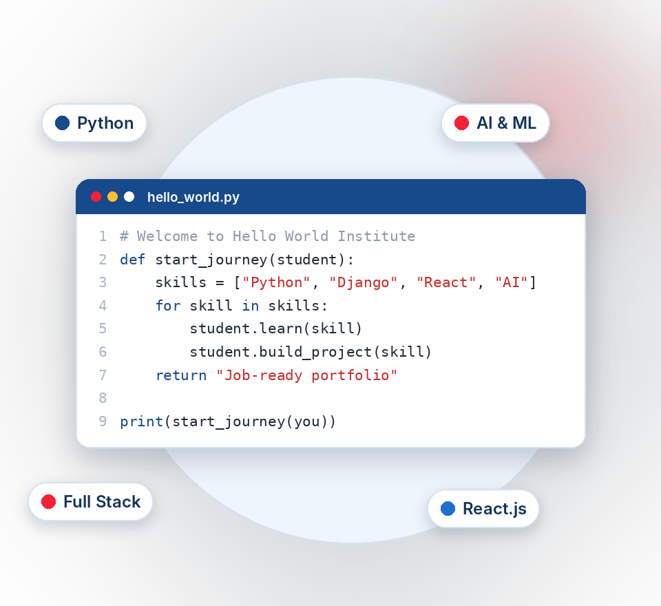 Homepage banner placeholder - Python code window with technology tags (replace with your banner image)